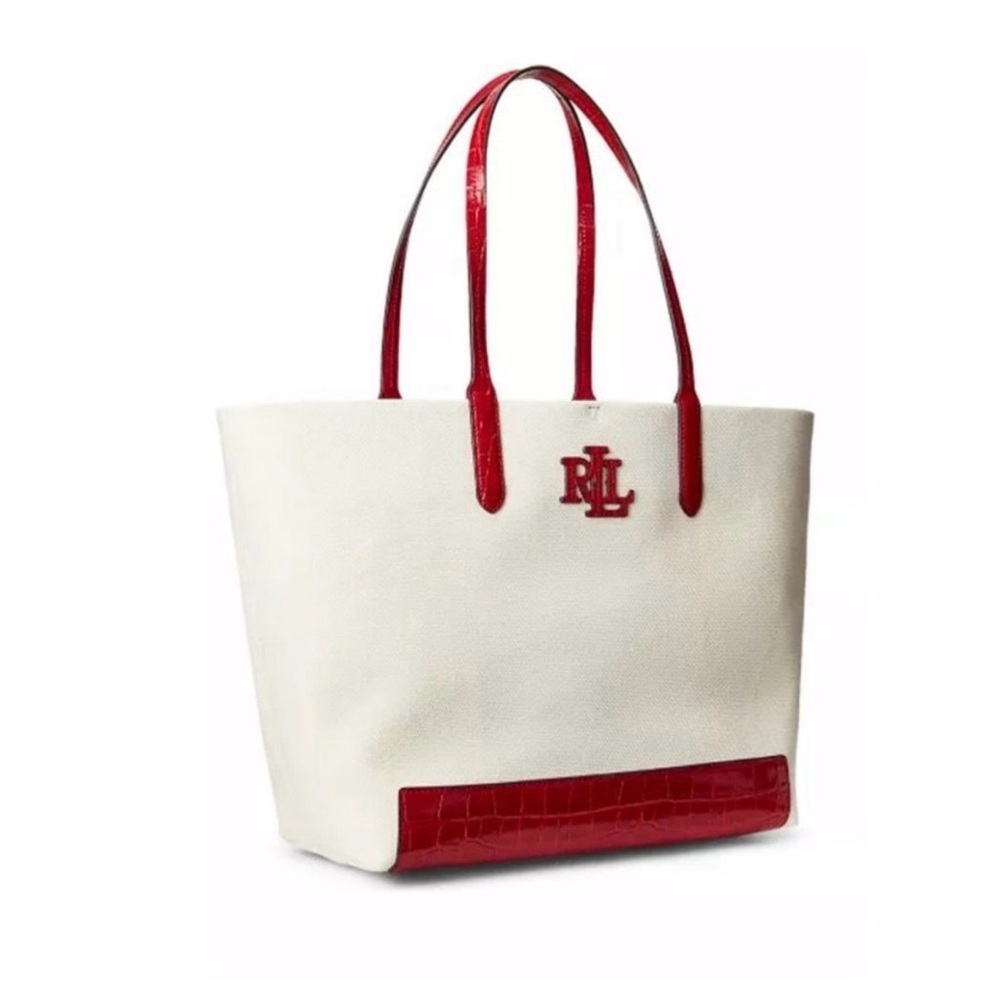 Ralph Lauren Cream and Red Tote Bag